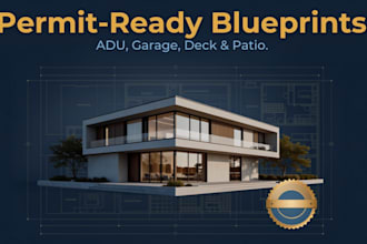 create city permit blueprints for adu, floor plan, garage, deck, patio and shed