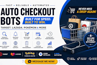build pokemon bot auto checkout bot lazada bot, target bot, autobot checkout bot