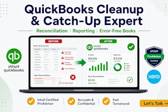 do quickbooks bookkeeping, cleanup, catch up, reconciliation and reporting