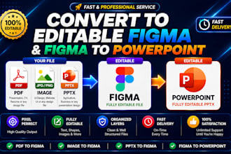 design from pdf, image, pptx to editable figma, figma to powerpoint
