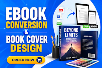 design amazon KDP ebook, ebook conversion from PDF, words into epub and kindle