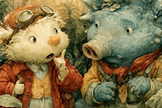 draw watercolor childrens story book illustration