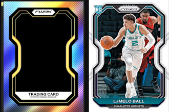 create editable sports cards and tcg card templates with holographic style