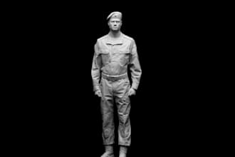 sculpt picture to stl,realistic human sculpt,statue,human like figurine,3d print