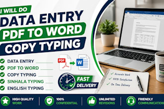 do data entry PDF to word copy typing english and sinhala typing