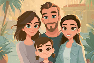 draw personalized disney style cartoon portrait