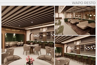 do interior and exhibition design, rendering, and drafting