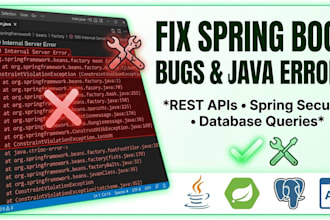 fix spring boot backend bugs, java errors, or rest API issues