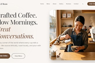 customize a modern restaurant or cafe website for your business