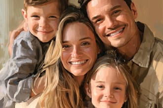 paint a family or couple portrait, handdrawn, noai