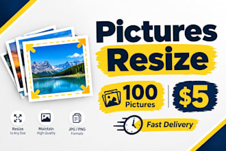resize images to 300 dpi, change format and improve quality