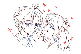 draw anime couple,oc couple,romantic art for you