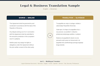 translate legal and business documents between english and slovenian