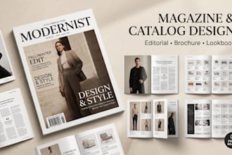 design magazine layout, catalog, brochure, booklet and newsletter design