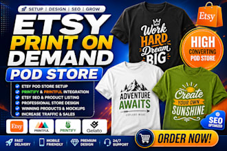 setup etsy print on demand pod shop with printify printful and etsy shop seo