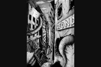 create a realistic pencil drawing of your imaginary scene