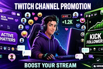 do twitch channel promotion, viewers and chatters, kick follower