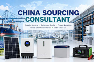 be your china sourcing agent for solar panel,  battery, inverter, charger