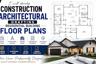 develop construction architectural drafting residential building floor plans