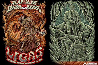 draw detailed dark art and skull illustration