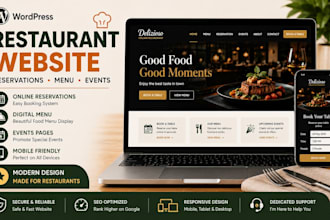 build wordpress restaurant website, online reservations,menu and events pages