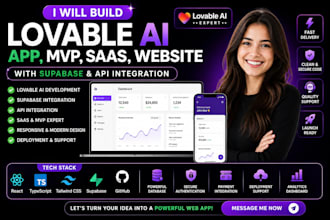 build lovable ai app, mvp, saas, website with supabase API