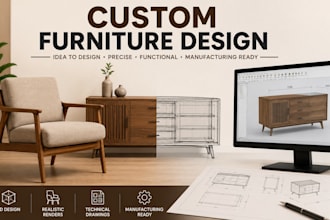 design custom furniture with 3d cad models and realistic renders