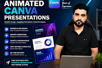 create animated canva presentation and modern slide design