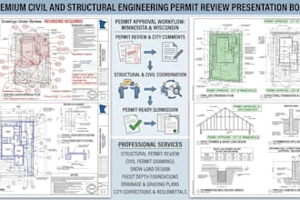 review and prepare structural and civil permit drawings for minnesota and wiscon