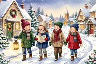 watercolor, 2d and 3d christmas and holidays children book illustrations