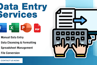 handle data entry, admin support,excel, word, and google sheets