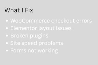fix wordpress and woocommerce errors, bugs, and issues