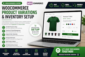 set up woocommerce product variations, attributes, and inventory tracking
