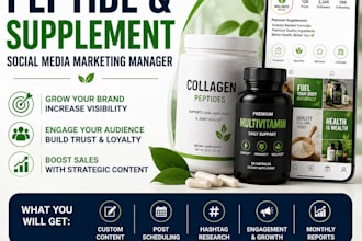 be your peptide supplement social media marketing manager SMM with promo