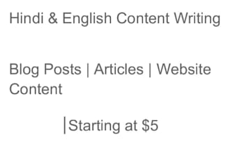 write SEO friendly hindi and english blog articles and website content