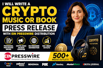 write a crypto music or book press release with ein presswire distribution