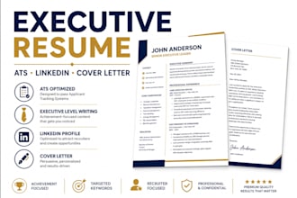 write an ats executive resume, CV, linkedin profile and cover letter