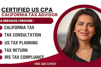 provide california CPA tax planning, tax consulation and us tax return as cpa