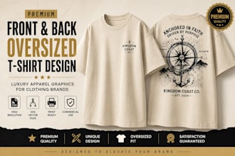 design premium front and back oversized t shirt graphics