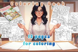 create a cute summer rabbit coloring book for kids