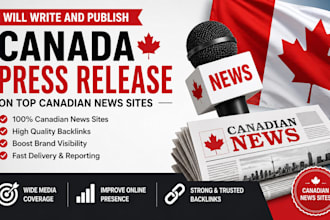 write and publish canada press release on top canadian news sites