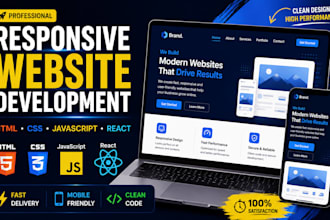 build a responsive website using HTML CSS javascript react