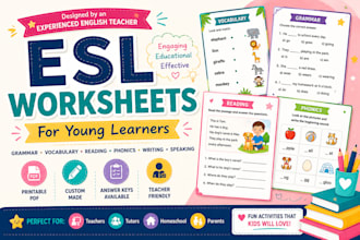 create custom esl english worksheets for young learners