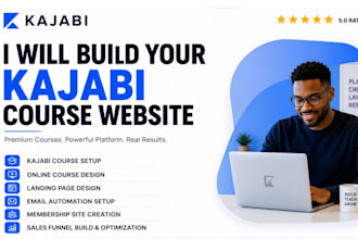 design kajabi website, setup kajabi online course, landing page, sales funnel