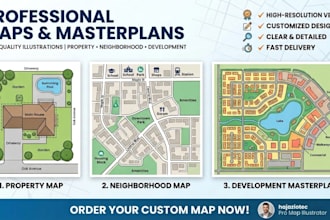 create property maps, neighborhood maps and masterplan illustrations