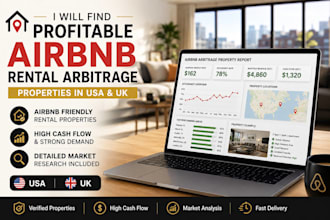 find profitable airbnb rentals arbitrage properties in  USA and UK