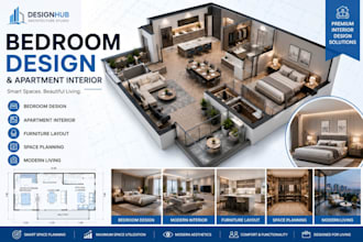 design bedroom and apartment interior with modern furniture and concept planning