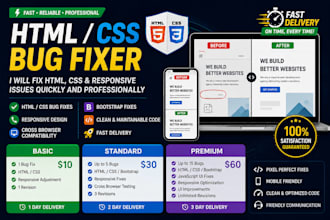 fix HTML CSS bootstrap responsive bugs professionally