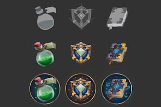 create fantasy game icons and UI assets