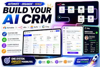 build an airtable CRM with n8n ai automation, softr portal, clay integration